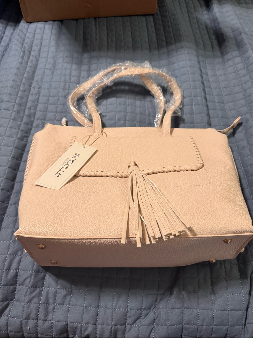 NWT Soft Pale Beige Tote Bag/Purse with Tassel